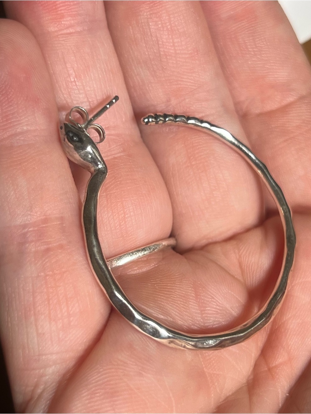 Pamela Love Silver Snake Hoop Earrings